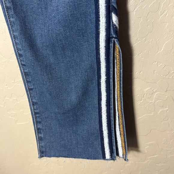 Driftwood Stella Slit Straight - Blue Melodrama stripe down the sides. Size 27. - Picture 3 of 10